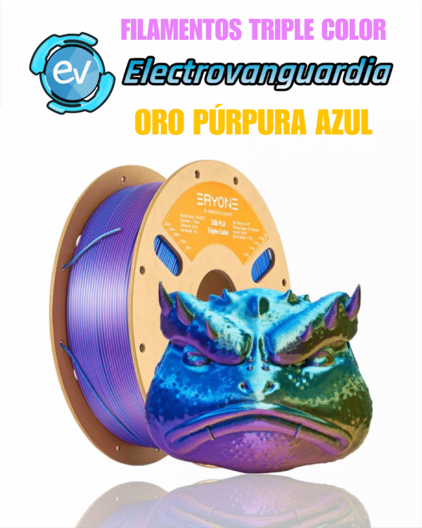 FILAMENTO TRI-COLOR / ORO PURPURA AZUL / FIL3D-SILK-SCTRIGOLDPURPLEBLUE PLA SILK GST3D x 1 KG - Image 2