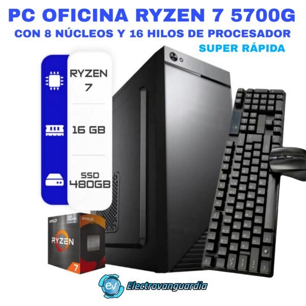 PC Oficina Ryzen 7 5700G – Potencia y Velocidad Garantizada
