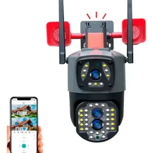 Camara Domo Doble Lente Wifi Alarma Exterior Sirena