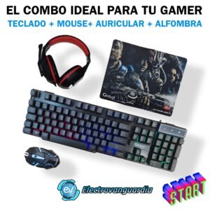 Combo Gamer Teclado + Mouse + Auriculares + Mousepad Global KITGAMER-4EN1-V1