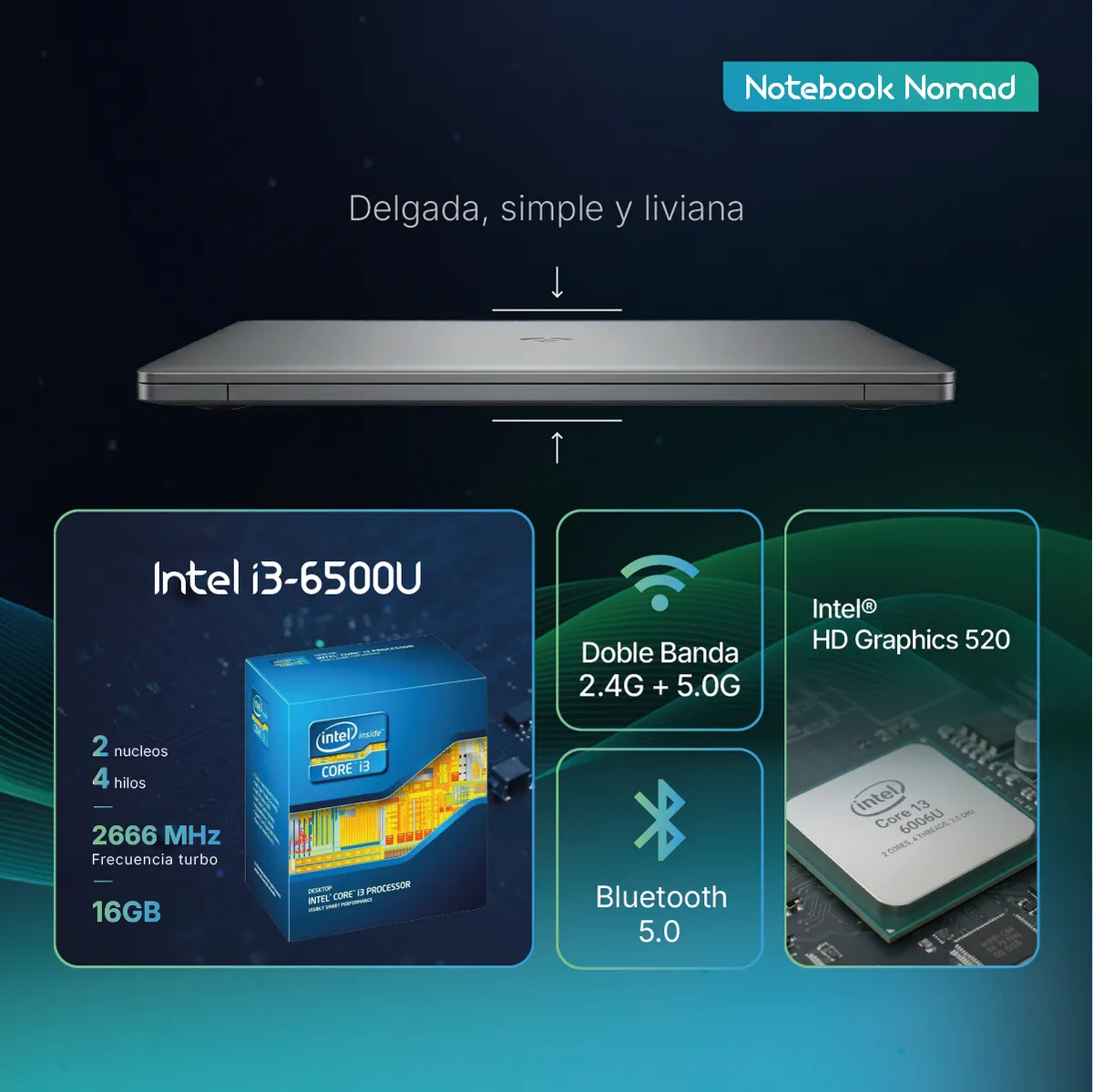 Notebook Oasis Intel i3 6006U 16GB + 512GB - Image 3