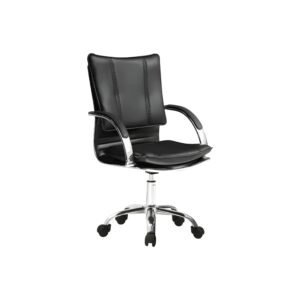 Silla De Oficina Empoli H1 Giratoria Doble Rueda Ergonómica Color Negro Cuero Sintético