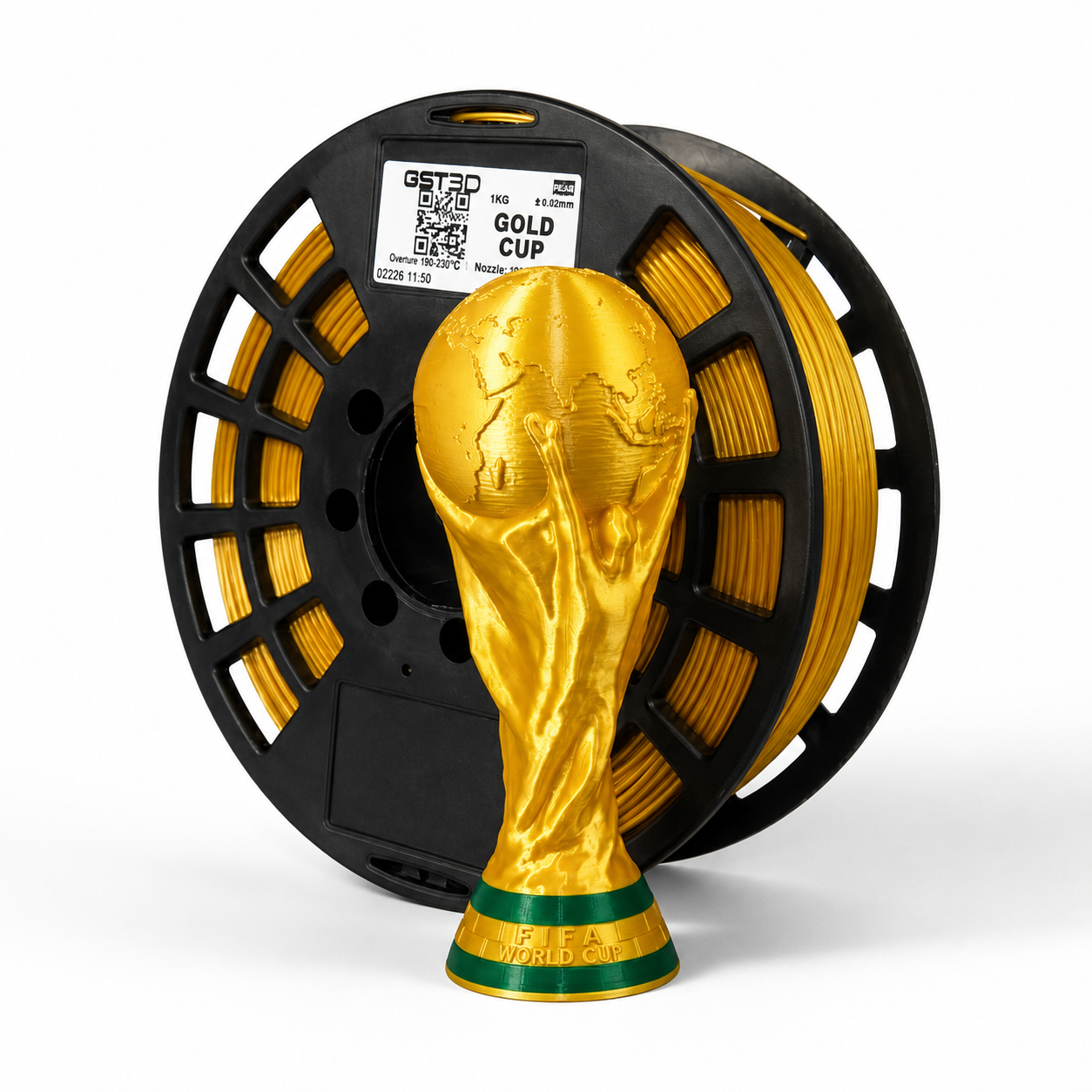 Filamento Silk PLA+ GST3D Gold Cup 1kg – 1.75mm | Oro / Dorado Copa Mundial