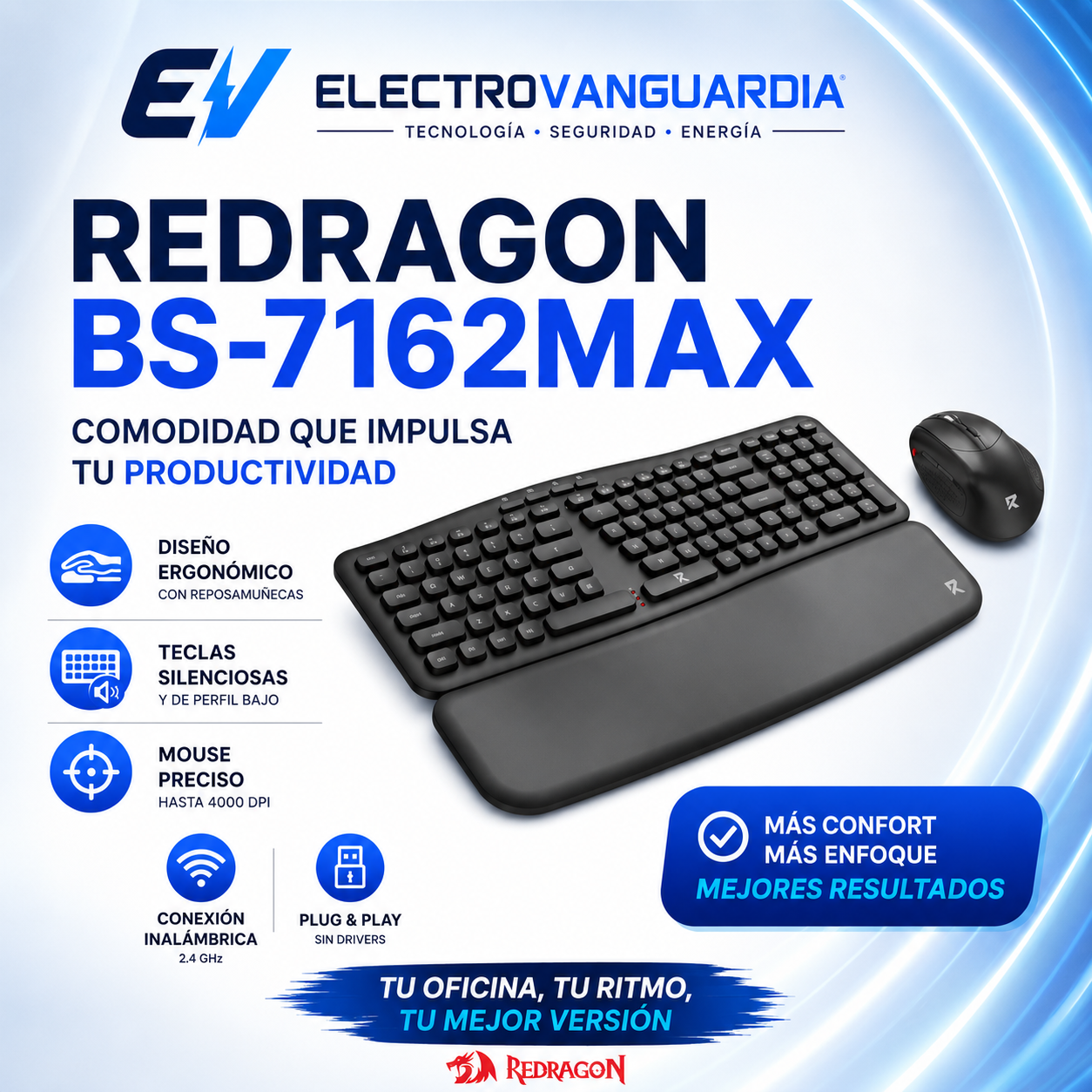 Teclado y Mouse Ergonómico Redragon 2 en 1 BS-7162MAX - Image 5