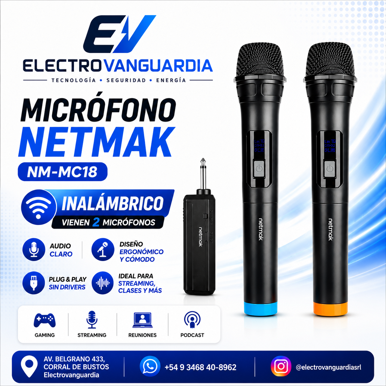 Combo Micrófono Inalámbrico Plug Netmak NM-MC18 - Image 4