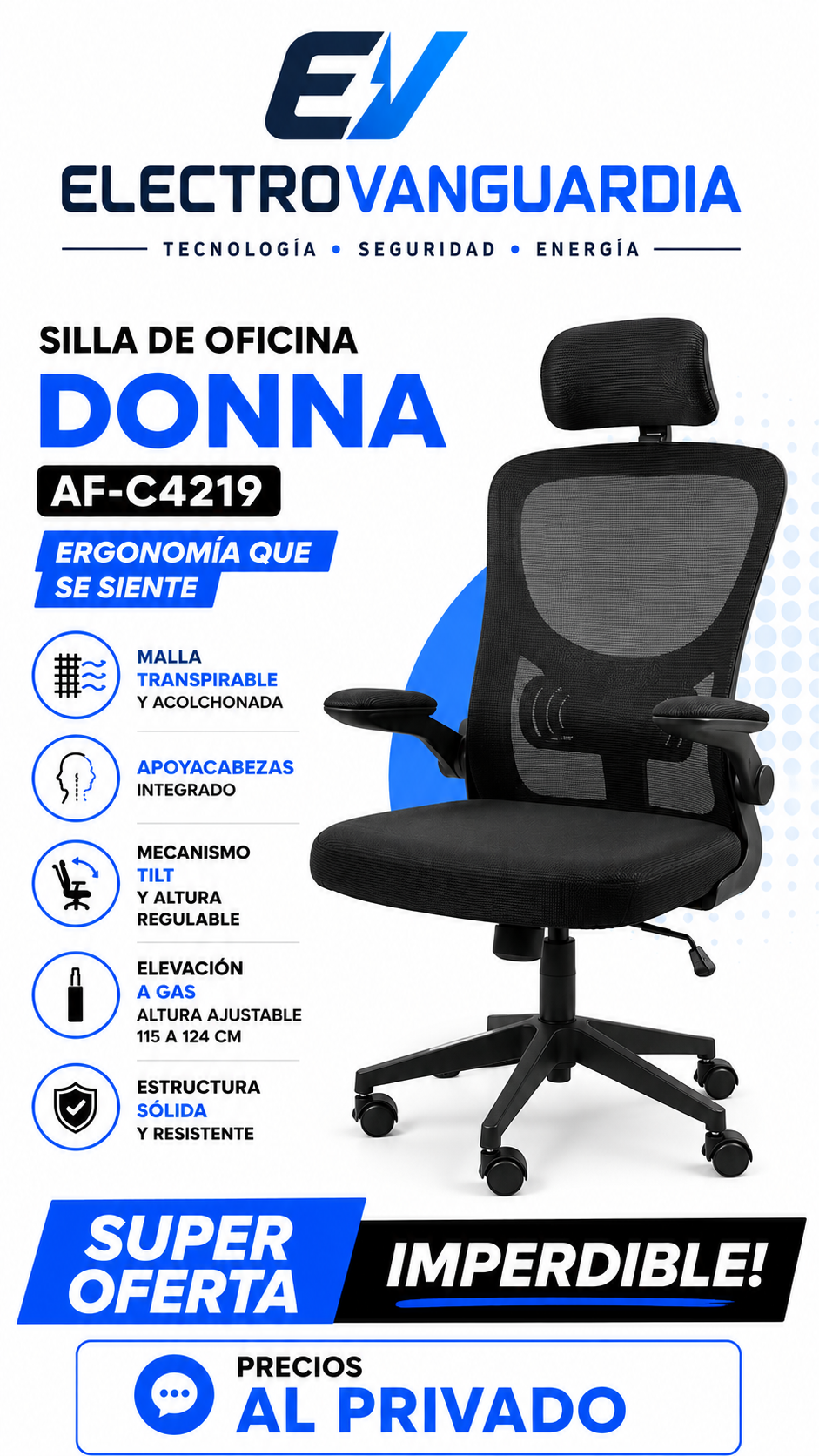 Silla Ergonómica de Oficina Donna AF-C4219 - Imagen 4