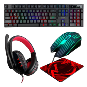 Combo Gamer Teclado + Mouse + Auriculares + Mousepad Noga NKB-407